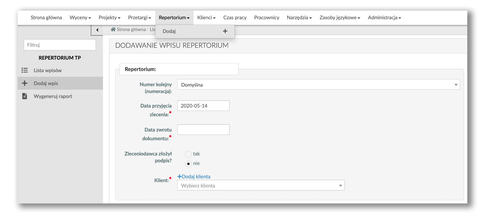 XL8 TMS — Sworn translator's register